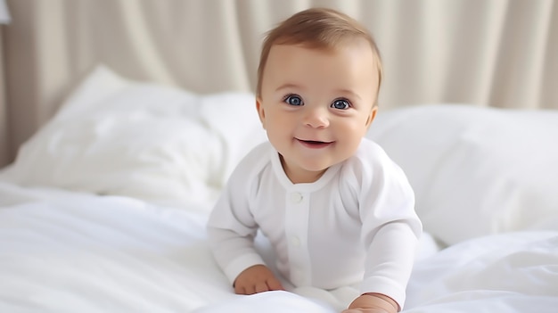 Фото Милый портрет младенца в белом костюме