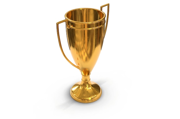 Photo d render of gold trophy cup isolated on white