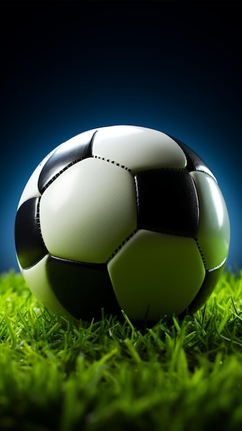 Foto de grasachtergrond benadrukt de eenvoud van een bolvormige sportbal vertical mobile wallpaper