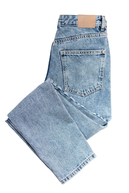 Foto jeans denim isolati su sfondo bianco mockup di pantaloni denim