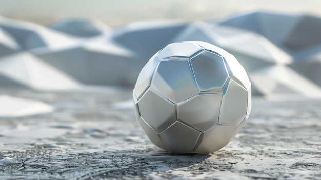 Foto immergetevi nel regno di una palla da calcio renderizzata in 3d che mostra la fusione dell'arte e