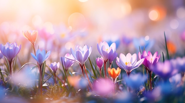 Фото Нежные крокусы - первые весенние цветы.