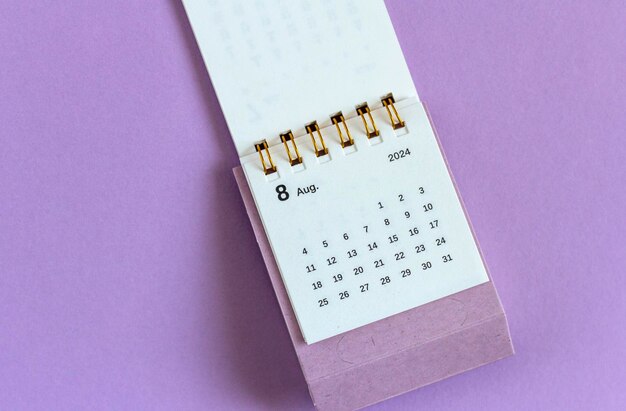 Desk calendar for August 2024 Calendar for planning and managing each date