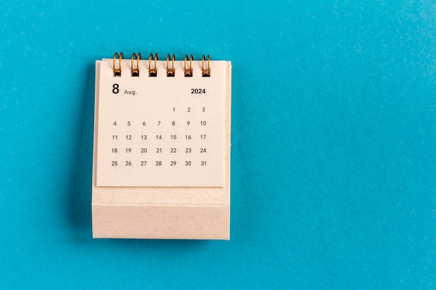 Desk calendar for August 2024 Calendar for planning for the month