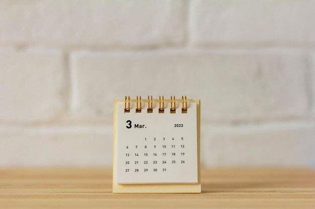 Desktop calendar for March 2022 Calendar for planning and managing each date