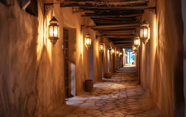 Diriyah oude stad traditionele straat verlicht's nachts Riyadh