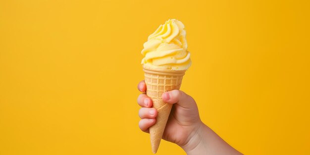 Foto een kind met een gele ijsje.