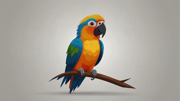 een kleurrijke papegaai op een tak met een foto van een papegaai erop