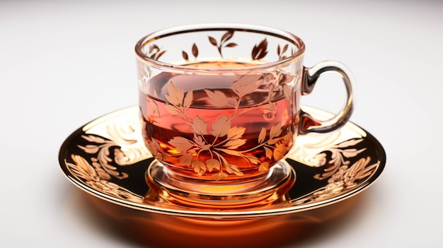 Пустой стакан турецкого чая на белом фоне