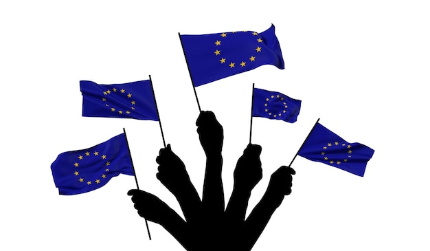 European Union national flag being waved 3D Rendering