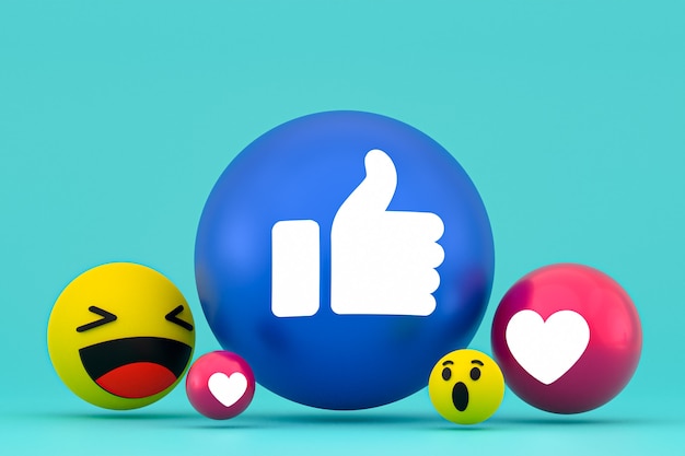 Photo facebook reactions emoji,social media balloon symbol with facebook icons pattern