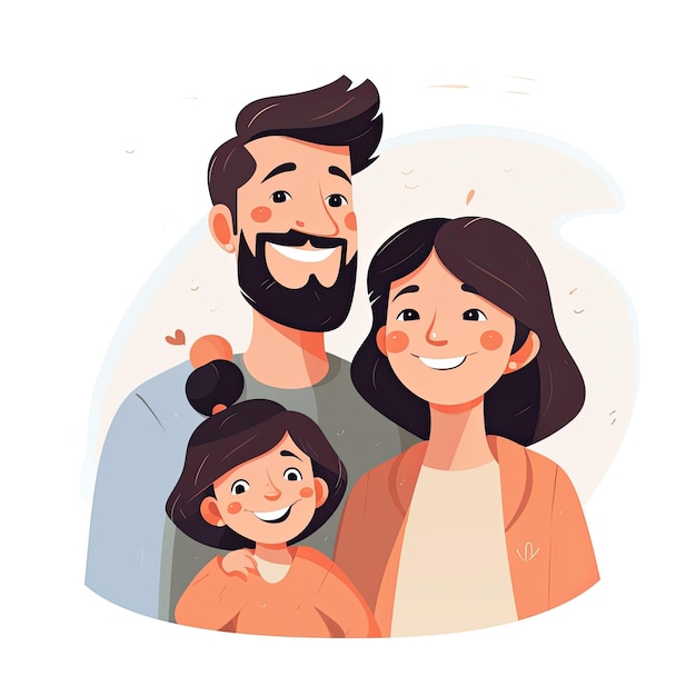 Фото Отец с семьей день отца векторное искусство в стиле мультфильма
