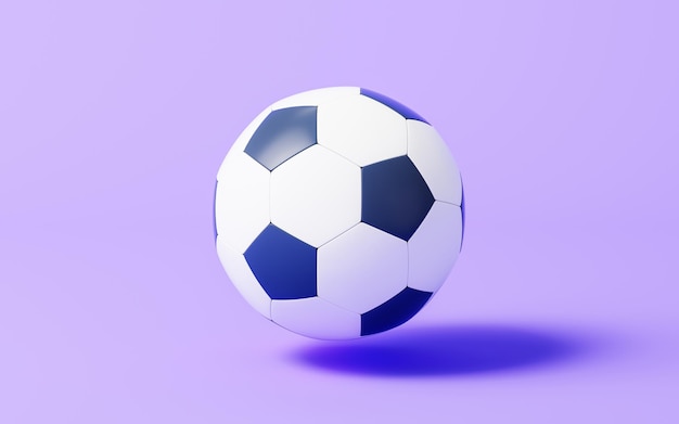 Фото Футбол изолирован на фиолетовом фоне 3d-рендеринга