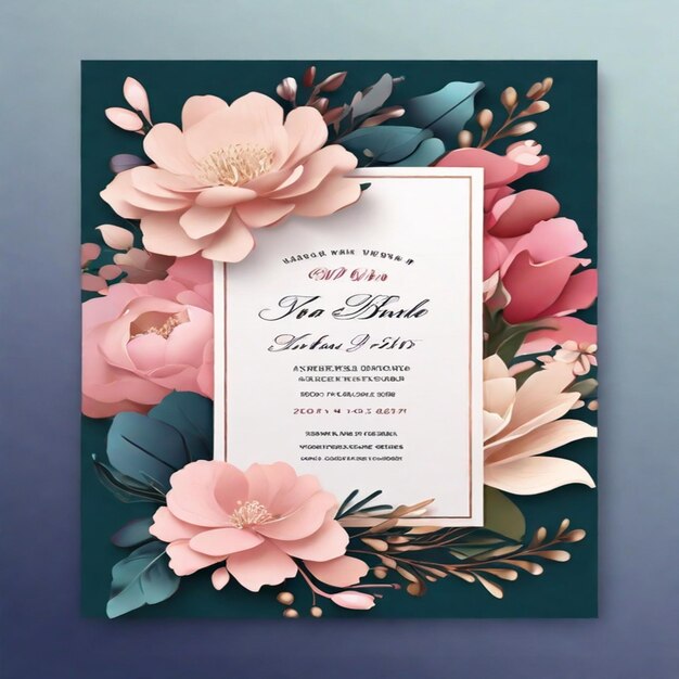 Фото Цветочный и роскошный шаблон приглашения на свадьбу