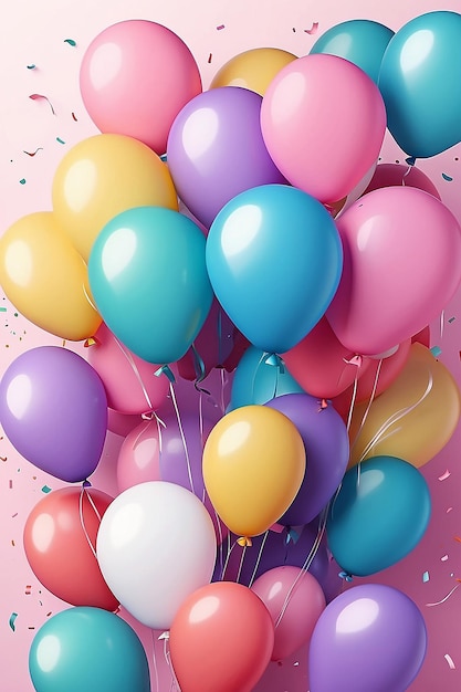 Фото Бесплатные фото многоцветные воздушные шары счастливый праздничный фон генеративный ai