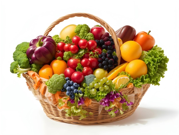 свежие фрукты и овощи в корзине