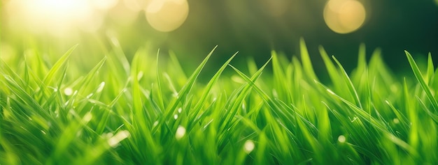 Фото Свежая весенняя трава с фоном боке