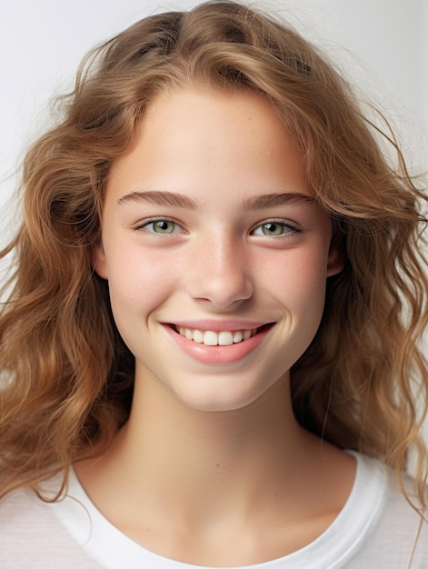 Photo girl face with detailed skin texture