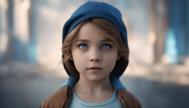 Девушка с голубыми глазами Маленькая девочка Голубые глаза Волшебный взгляд Выборочный фокус Сгенерирован AI