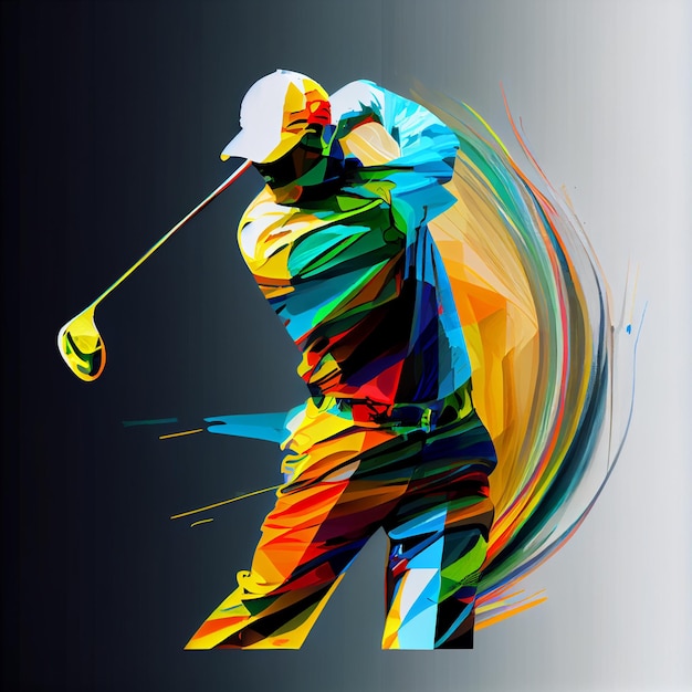 Photo golfer or golf player man illustration in abstract style