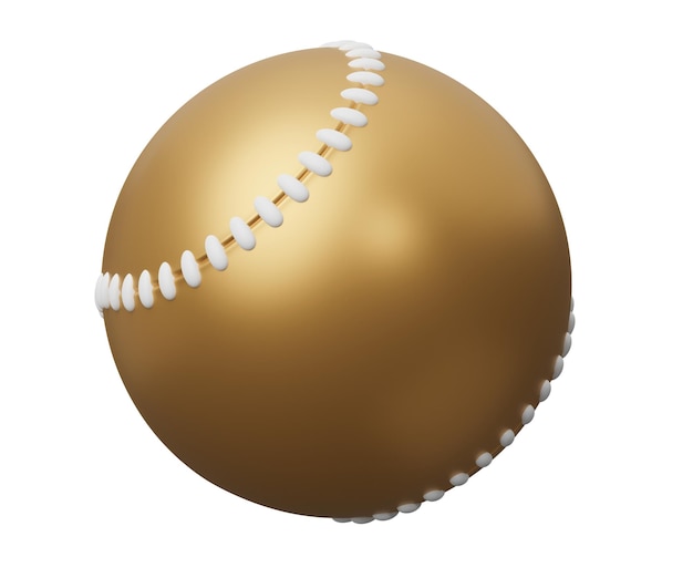 Foto gouden honkbal sportapparatuur 3d render illustratie geïsoleerd op witte achtergrond