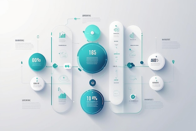 Photo glassmorphic business flowchart glass ui infographic template composition of rounded square label design with icons and five options or steps