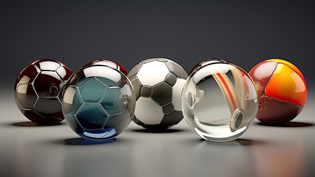 группа футбольных мячей, один из которых показан, а другой - футбольный мяч.