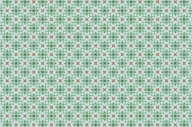 Green and red floral pattern on a white background.