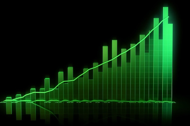 Фото Финансовый график, окрашенный в зеленый цвет, показывает восходящий тренд