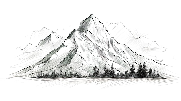 Photo hand drawn mountain in sketch style isolated on white background vector illustration