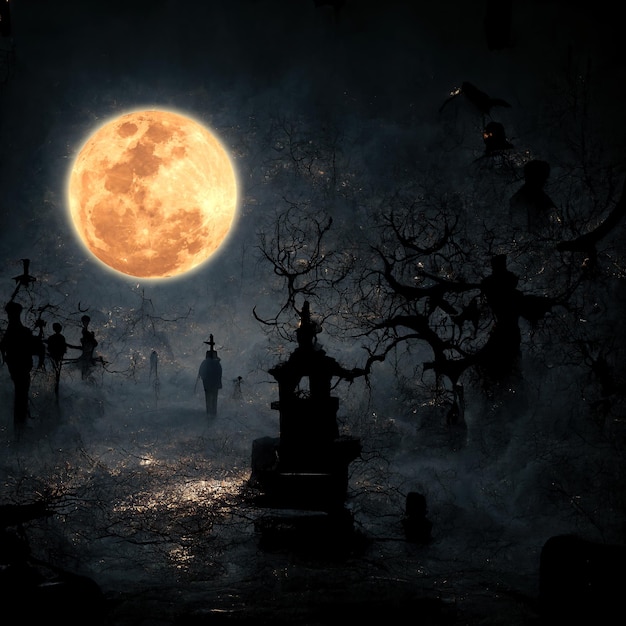 Illustration of dark night halloween background
