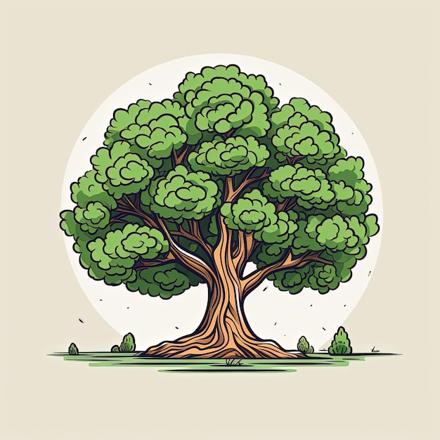 an image of a tree in the background against a white in the style of bold outlines