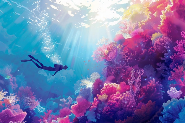 Индивидуальное подводное плавание среди оживленных коралловых рифов, окруженных захватывающим морским биоразнообразием