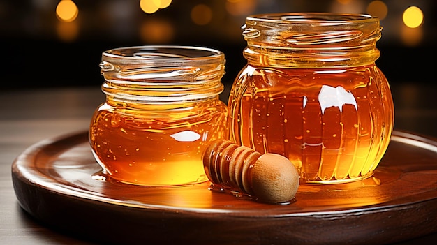 Склянка с медом рядом склянкой с медом