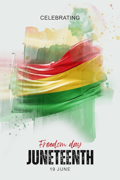 6월 19일 자유의 날 소셜 미디어 포스트 배너 포스터 플라이어 책 표지 템플릿