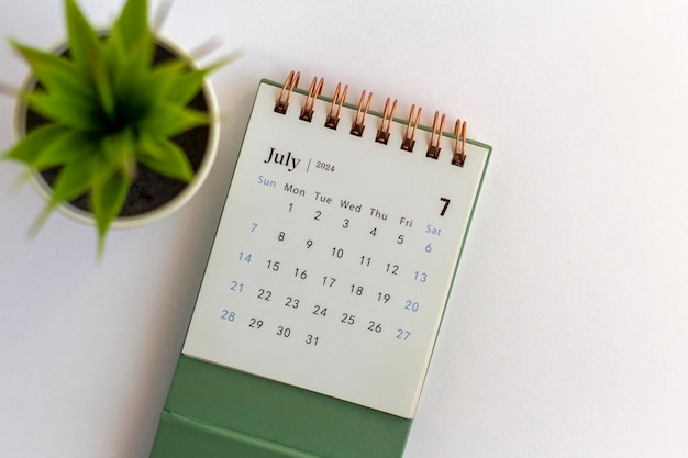 July 2024 desk calendar on your desktop for planning