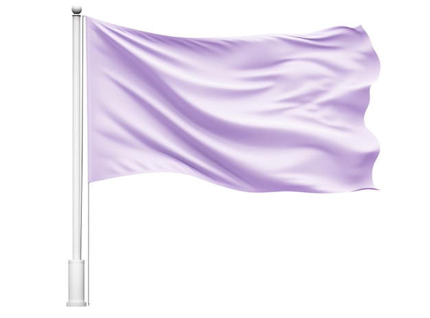 Фото Большой белый флаг на флагштоке, изолированном на белом
