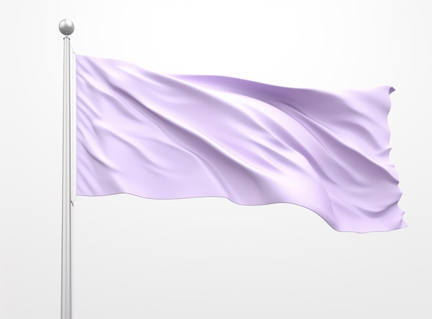 Фото Большой белый флаг на флагштоке, изолированном на белом