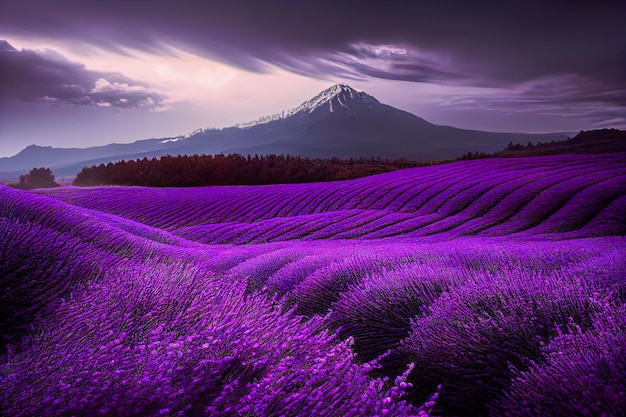 Photo lavender field in japan generative ai generative ai
