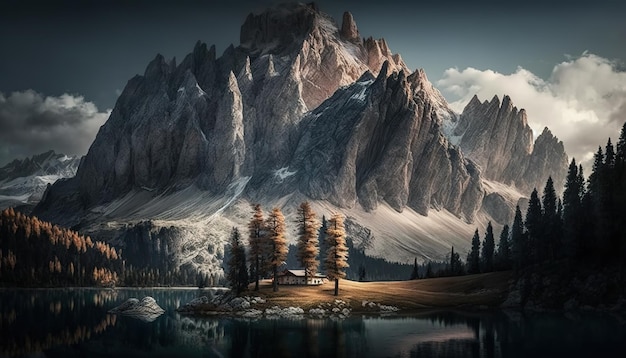Фото Великолепный образ итальянских альп, включая вершину кадини-ди-мизурина