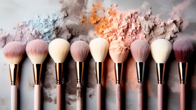 Photo makeup brush with powder foundation makeup background