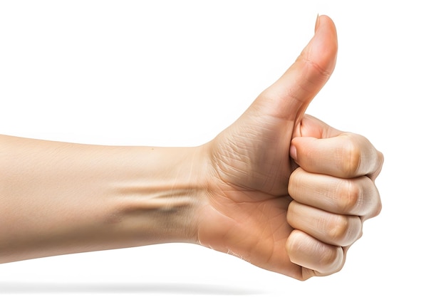 Male hand showing thumb up sign on white background Isolated