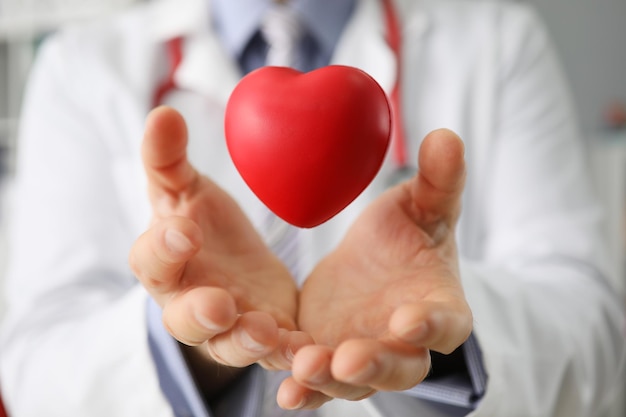 Medical insurance or healthcare concept doctor holding heart