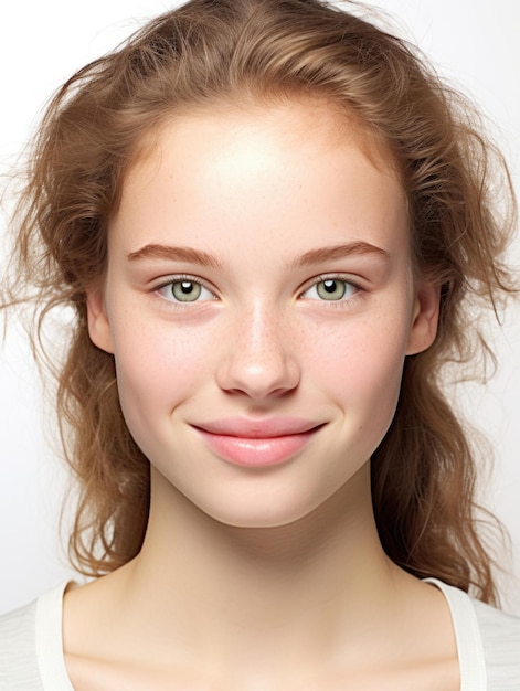 Foto meisje gezicht met gedetailleerde huid textuur