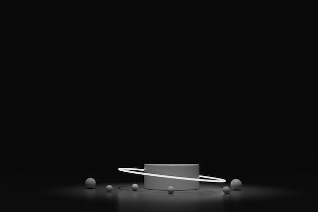 Минимальный 3d рендеринг подиума для продуктового стенда с темным светом