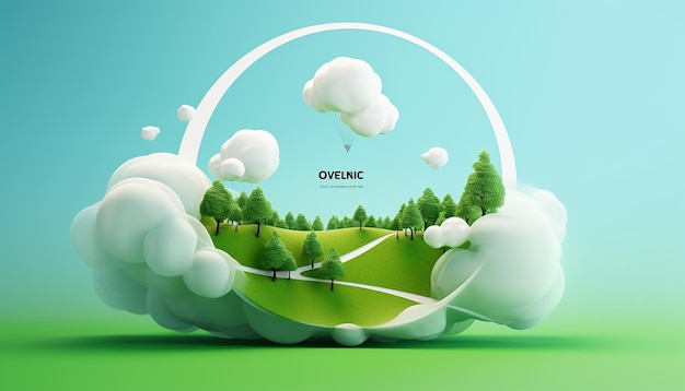 Фото Минималистичный 3d-дизайн плаката всемирного дня озона, созданный с помощью генеративной технологии искусственного интеллекта