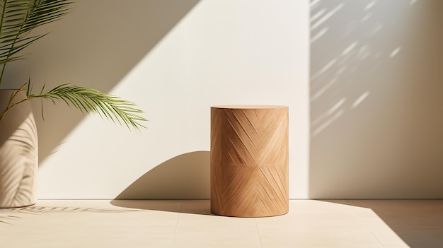 Приставной столик на деревянной подставке с современным геометрическим дизайном