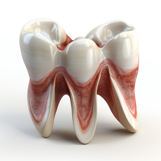Molar tooth on white background