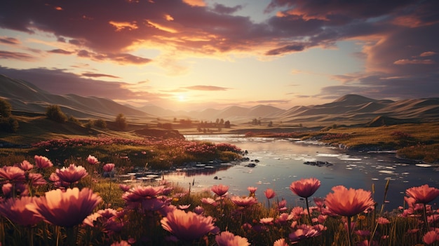 Фото Горчичный цветок подал красочные пейзажи