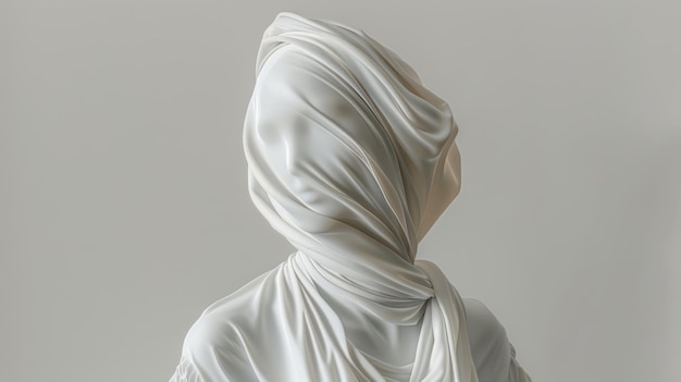 Фото Мусульманская скульптура женщины в белой ткани